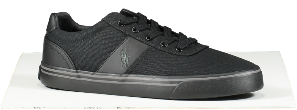 Polo Ralph Lauren Black Fabric Embroidered Logo Trainers BNIB UK 12 EU 46 👞