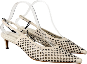 M&S Cream Leather Laser Cut Slingback Sandals UK 6 EU 39