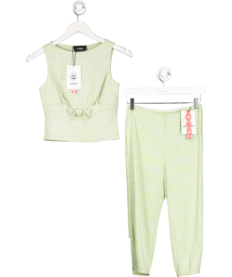 Cider 2-piece Green Check Tank Top And Cuffed Leggings Set UK XS