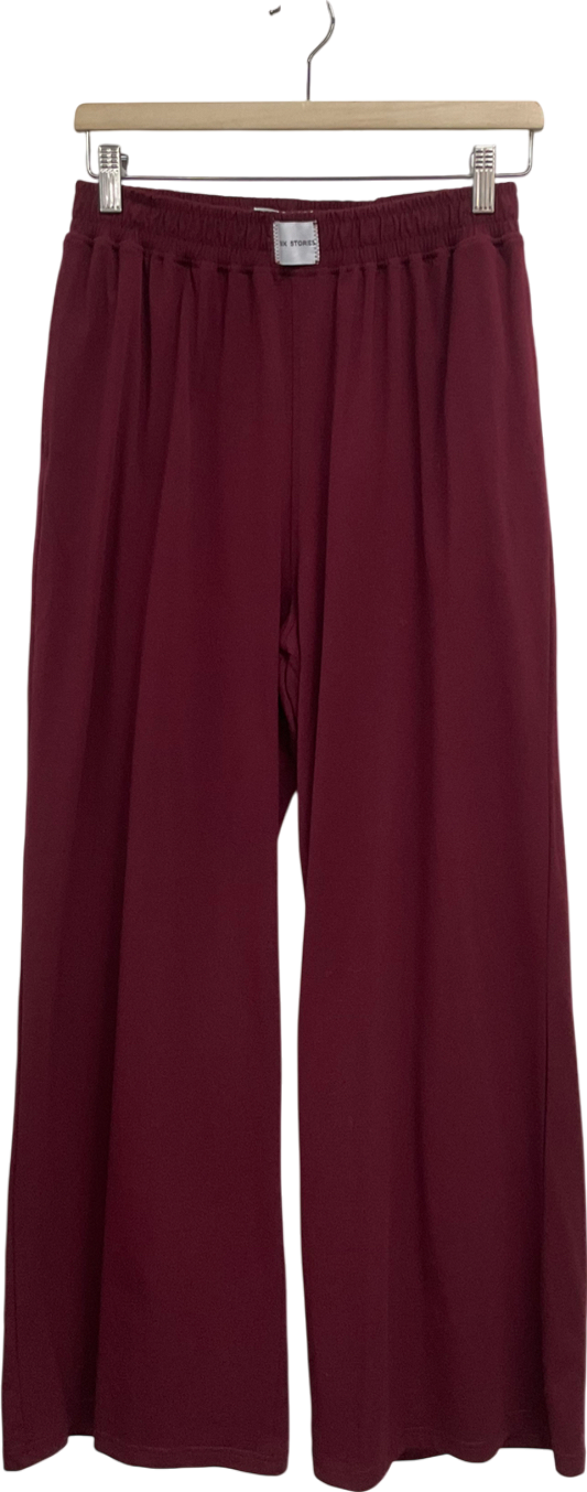 Six Stories Red Soft Wide Leg Lounge Trousers In Merlot UK S