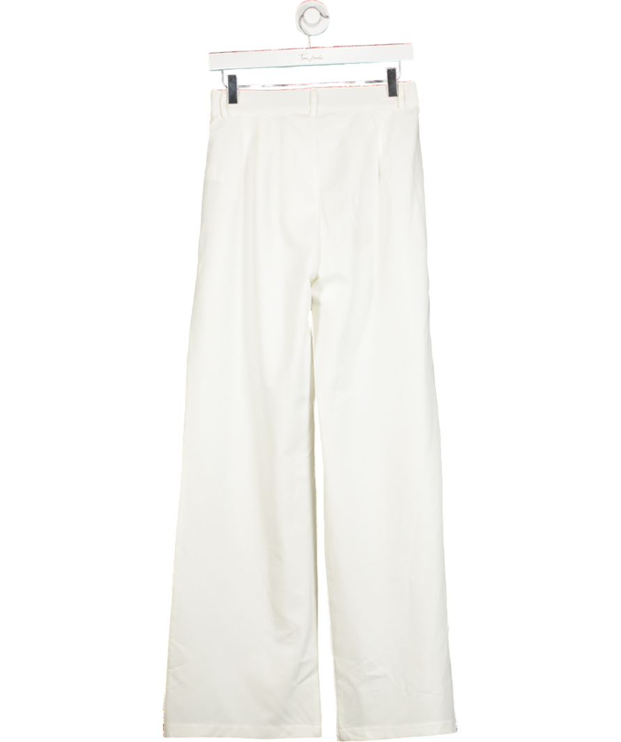 In The Style White Tailored Wide Leg Trousers UK 8
