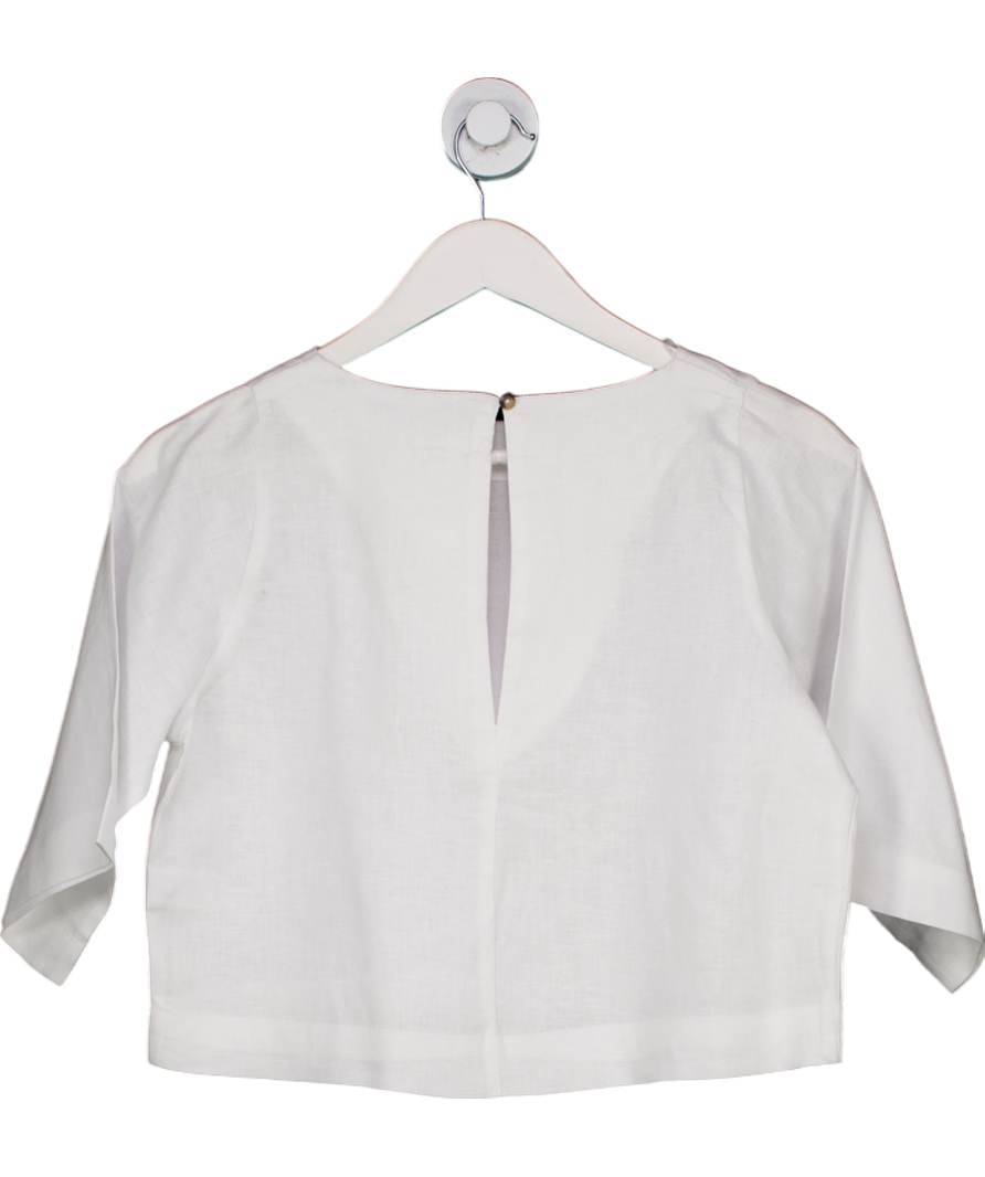 Next White Linen Boxy Short Sleeve Blouse UK 8