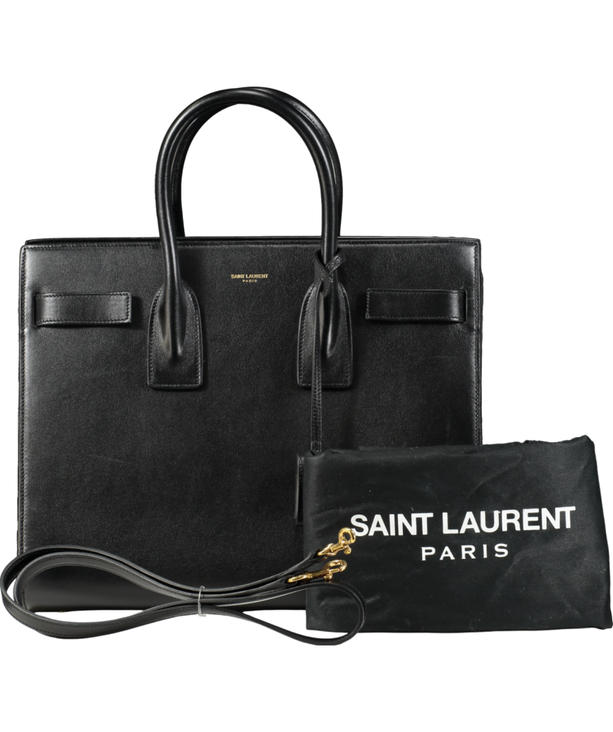 Saint Laurent Black Sac De Jour Leather Tote Bag