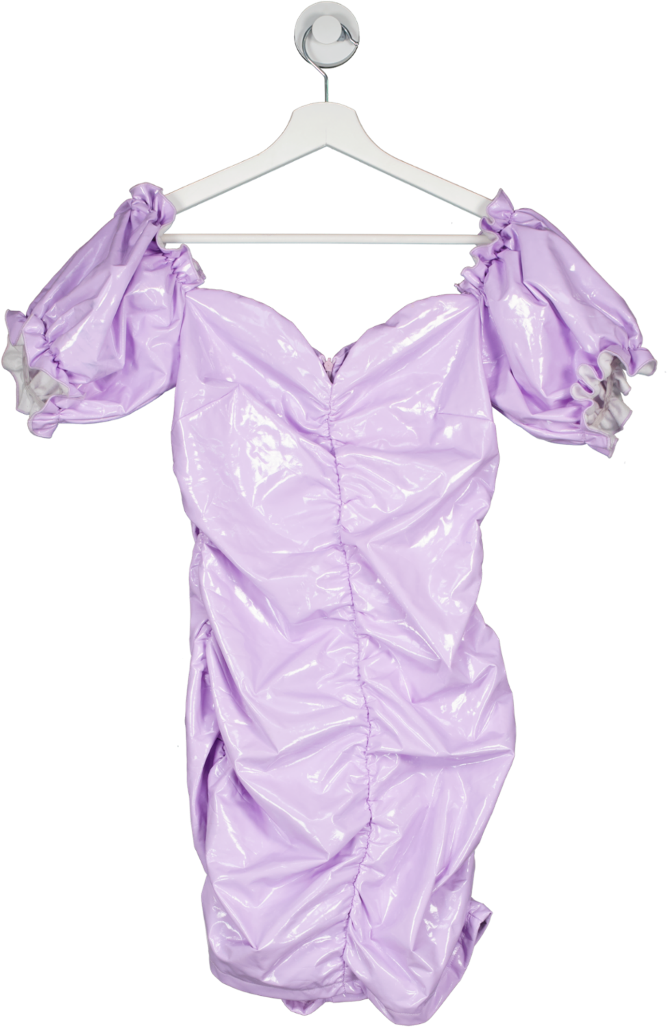 Little Mistress Purple Wet Look Puff Sleeve Mini Dress UK 10