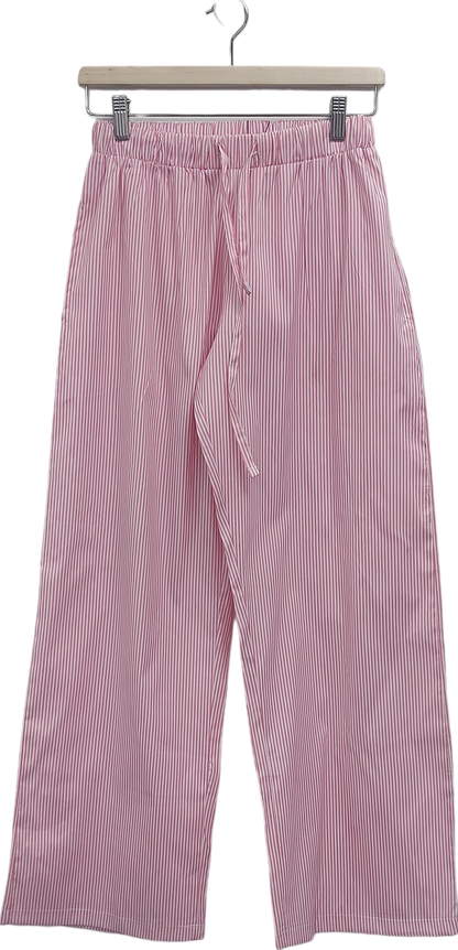 PrettyLittleThing Pink Pinstripe Drawstring Waist Straight Leg Trousers UK 8