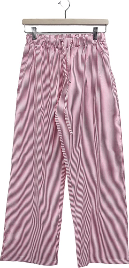 PrettyLittleThing Pink Pinstripe Drawstring Waist Straight Leg Trousers UK 8