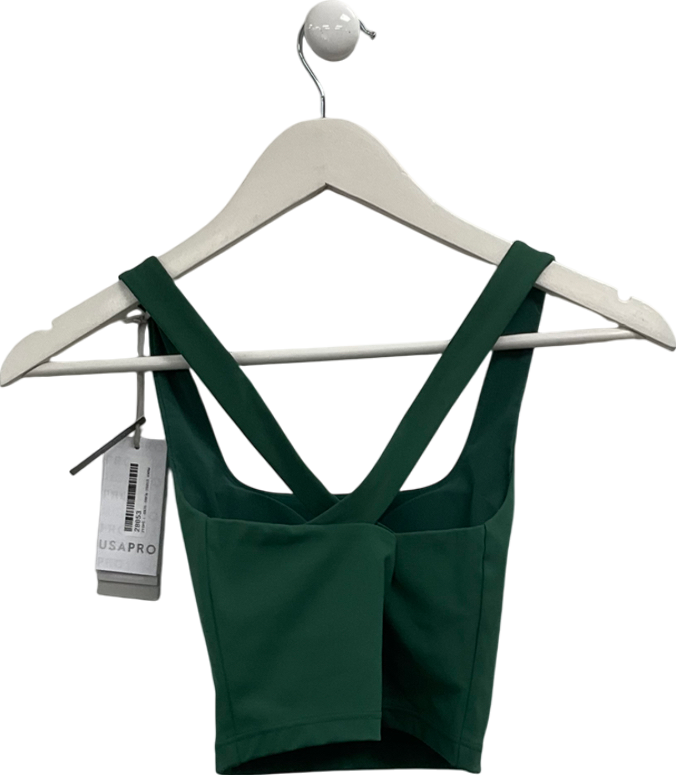 USA Pro Green Square Neck Sports Bra UK 8