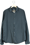 IKKS Navy Long Sleeve Button-Up Shirt Slim Fit UK XL