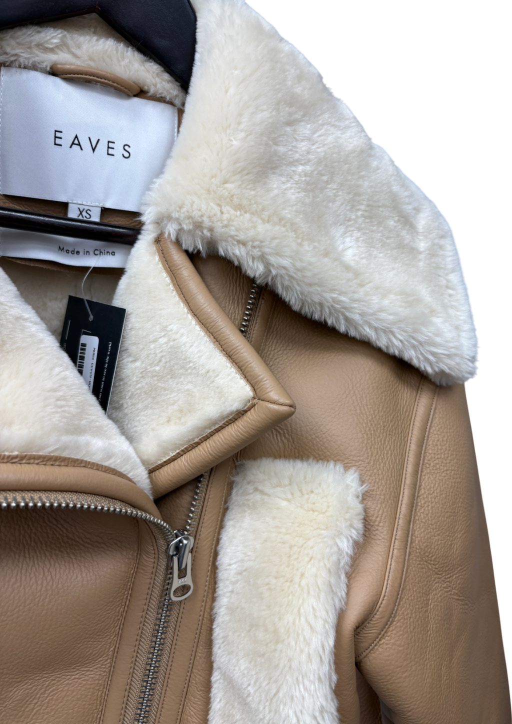 Eaves Beige Aeric Cropped Shearling Jacket UK XS