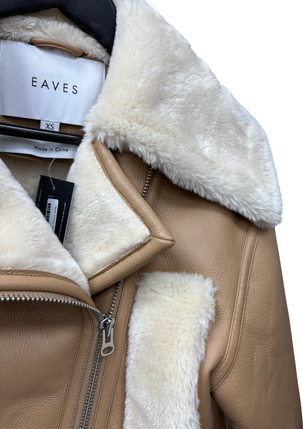 Eaves Beige Aeric Cropped Shearling Jacket UK XS