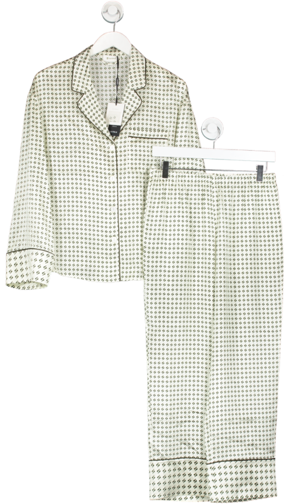 Lily Silk Cream Pena Pajamas Set UK XS