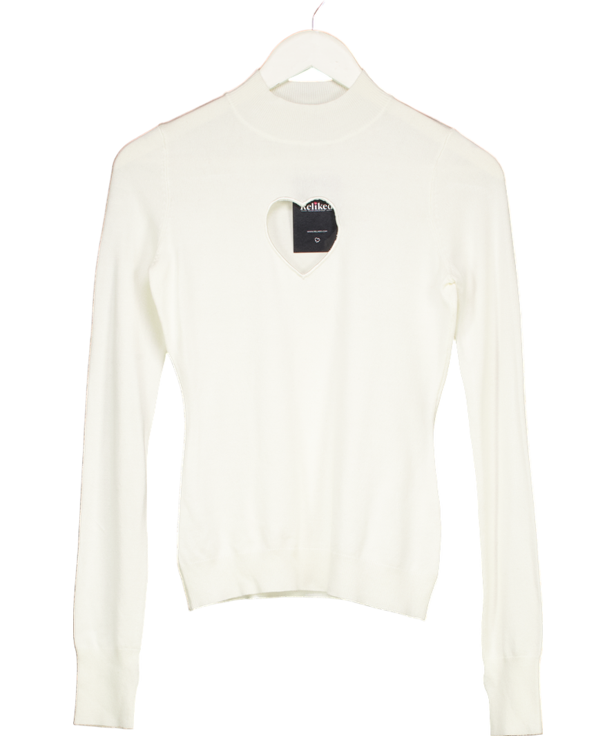 Cloeys Cream Heart Cut Out Sweater UK S