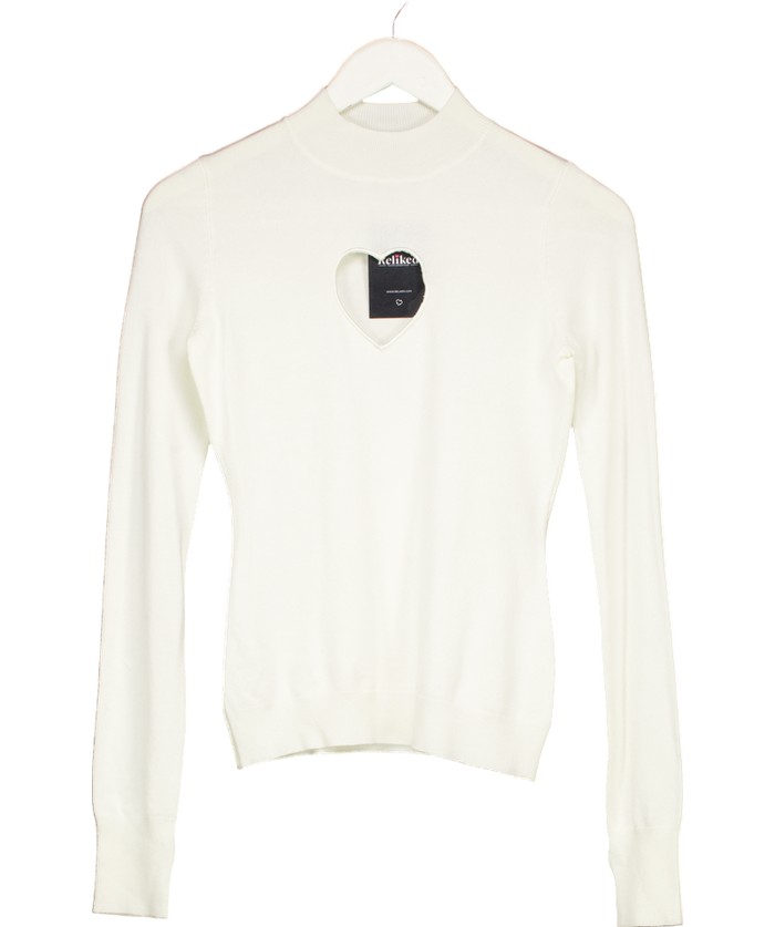 Cloeys Cream Heart Cut Out Sweater UK S