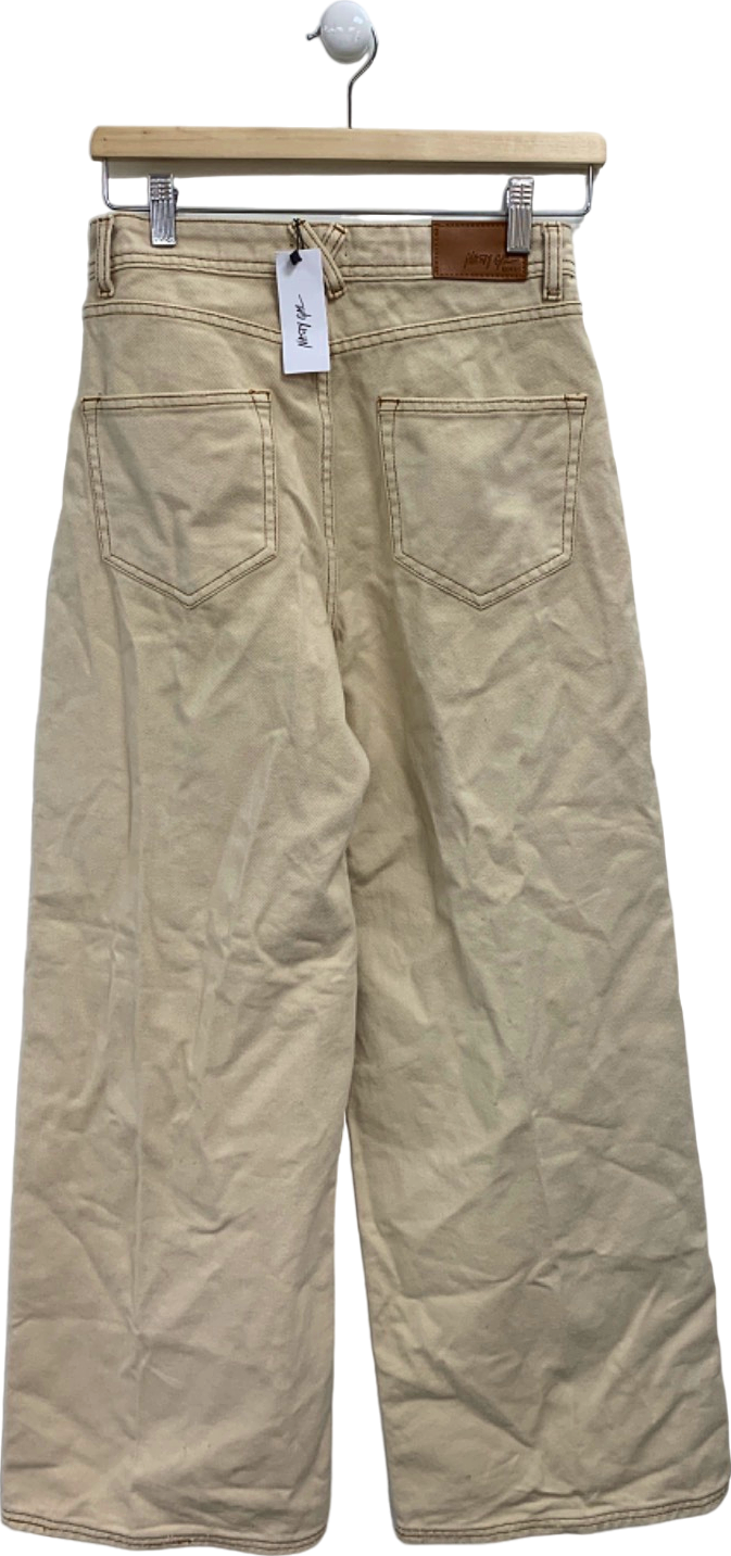 Nasty Gal Ecru Oversized Baggy Jean UK 6