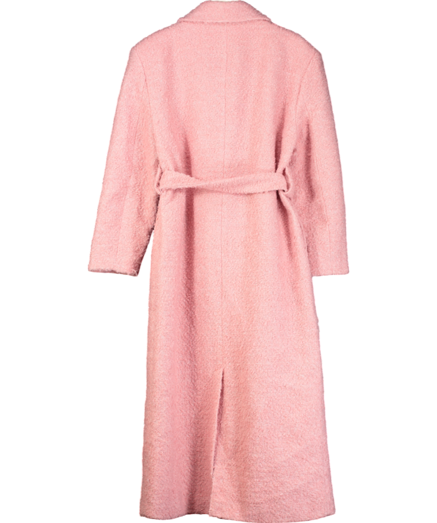 NA-KD Pink Marked Shoulder Belted Coat UK 8