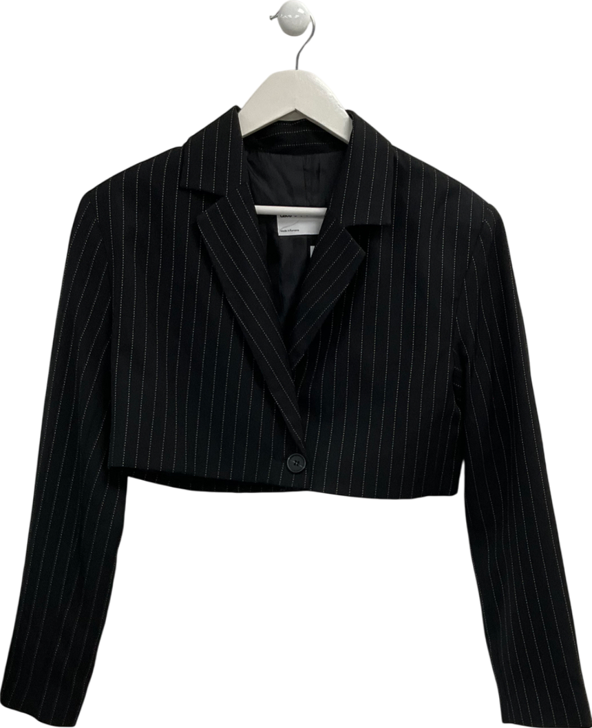 ASOS Black 00s Power Crop Blazer In Pinstripe UK 8