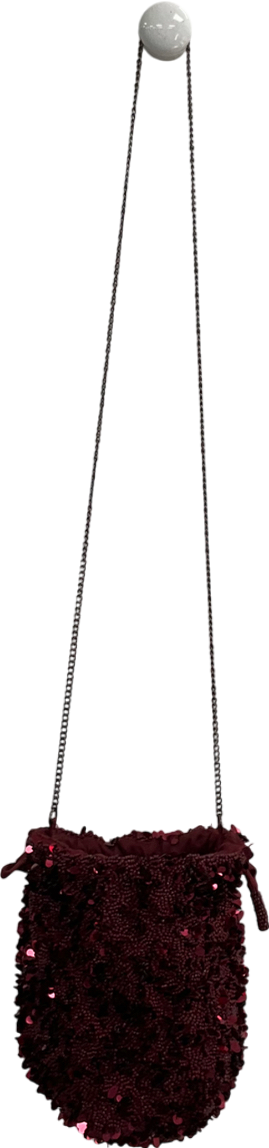 Pull&Bear Red Sequin Dawstring Bag