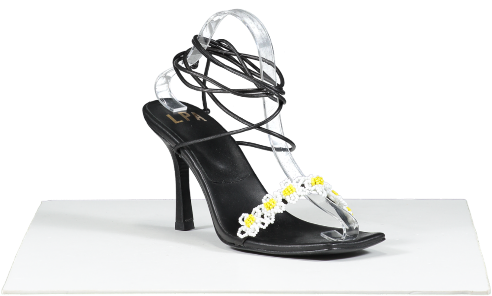 LPA Black Beaded Daisy Sandal UK 6