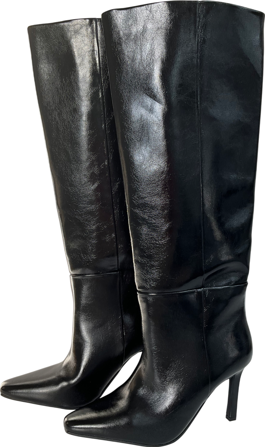 River Island Black Heeled High Leg Boots UK 5 EU 38 👠