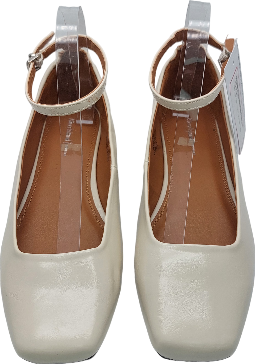 River Island Beige Square Toe Ankle Strap Pumps UK 7 EU 40 👠