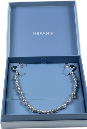HEFANG Sterling Silver / Grey Shell Pearl And Cubic Zirconia Sparkle Nebula Necklace