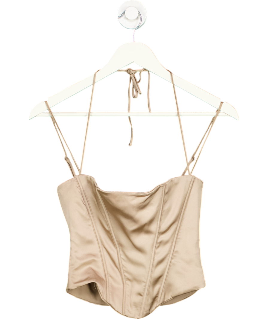 House of CB Beige Chantelle Satin Corset UK S
