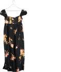 Free People Black Floral Print Open Back Maxi Dress UK XS