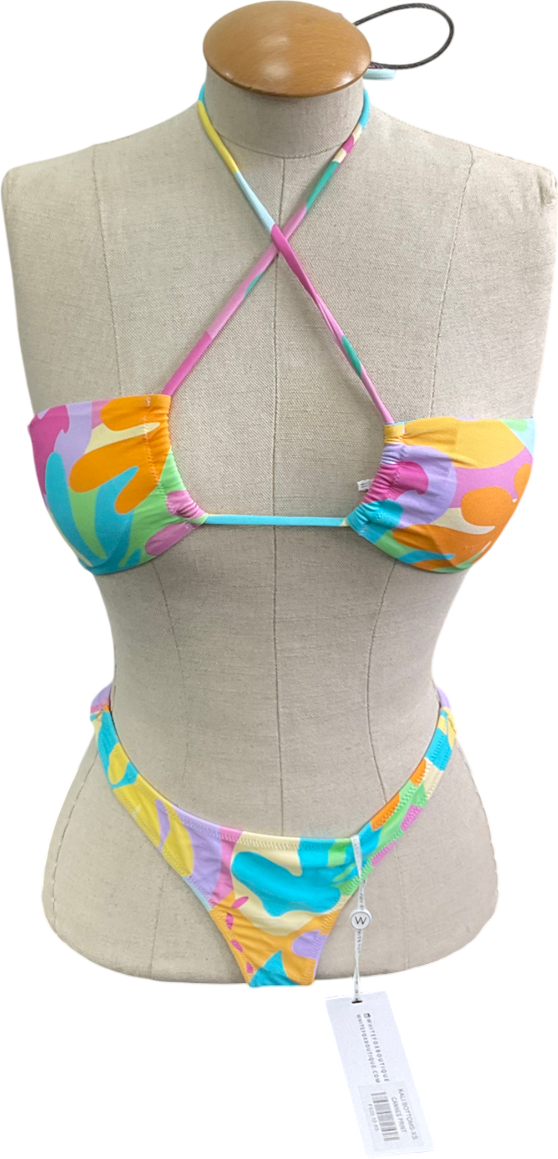 White Fox Multicoloured Kaki Bikini Set UK XS