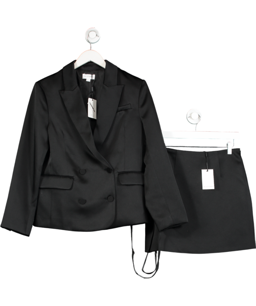 six stories Black Satin Tailored Jacket & Satin Tailored Mini Skirt UK 10