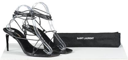 Saint Laurent Black Leather Strappy Heeled Sandals UK 6 EU 39 👠