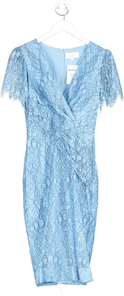 Fenn Wright Manson Blue Lace Midi Dress UK 8