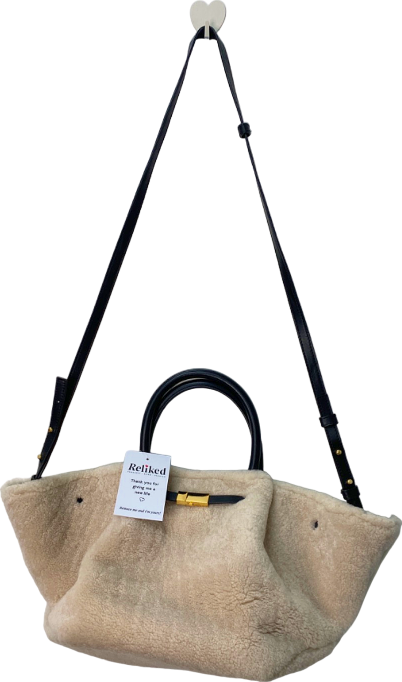 DeMellier Beige Shearling Tote Bag