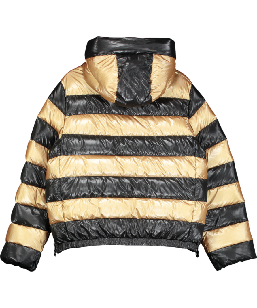 Goldbergh Black And Gold Dazzle Striped Down Filled Ski Jacket UK 14