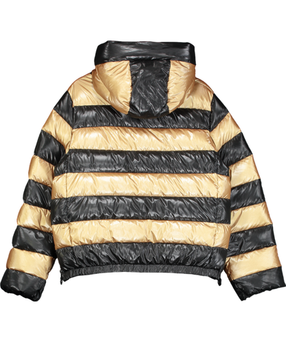 Goldbergh Black And Gold Dazzle Striped Down Filled Ski Jacket UK 14