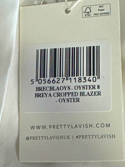 Pretty Lavish Oyster Breya Cropped Blazer UK 8