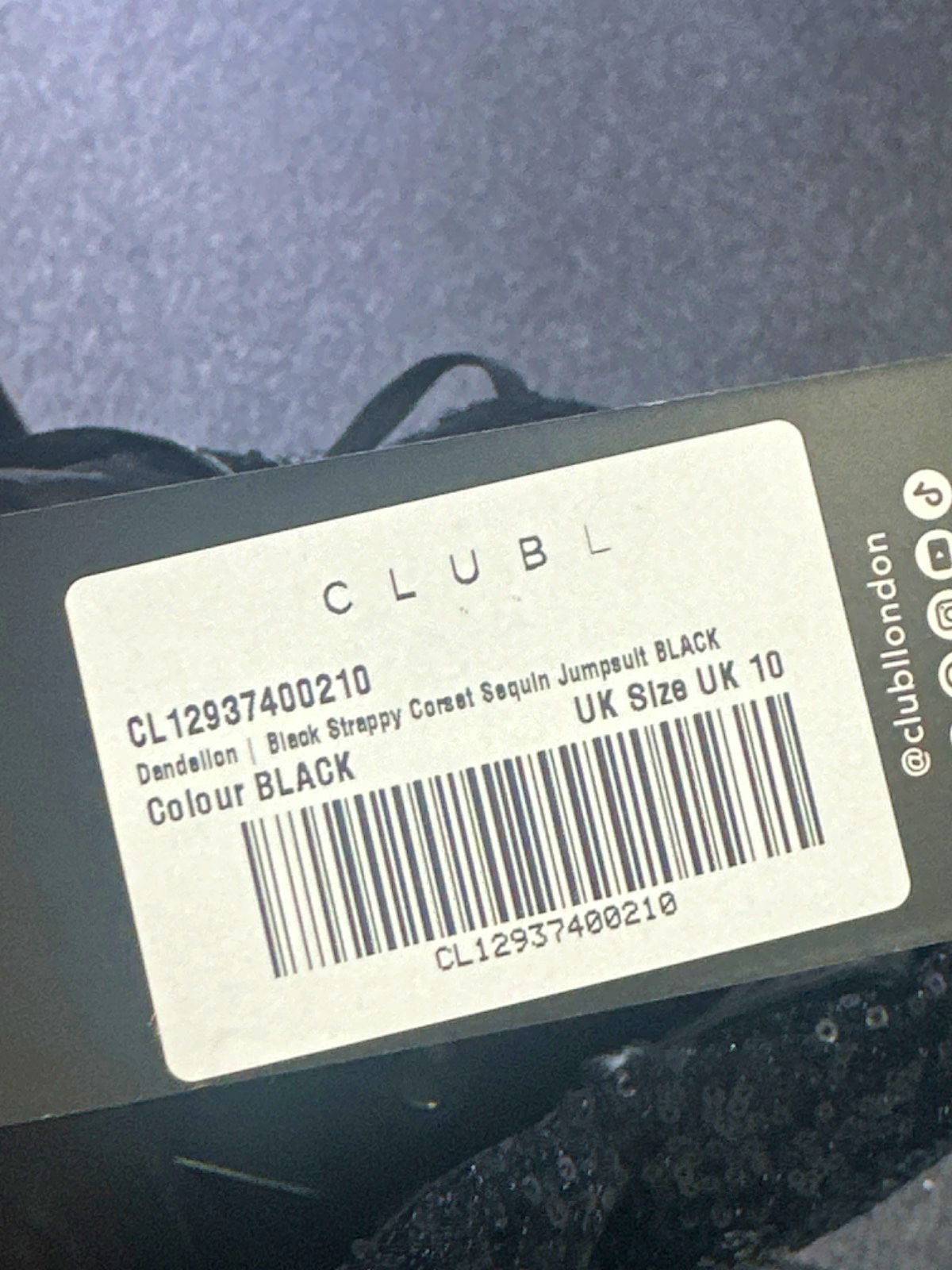 Club L London Black Strappy Corset Sequin Jumpsuit UK 10