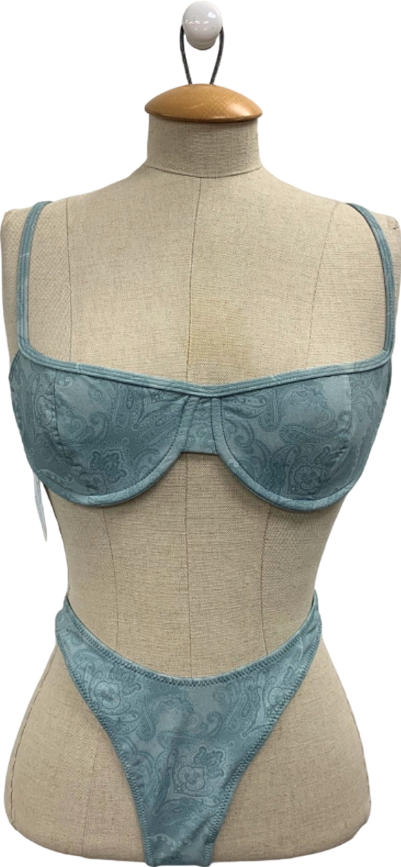 House of CB Blue Paisley Lingerie Set UK M