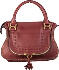 Chloé Burgundy Marcie Leather Satchel Bag with crossbody strap