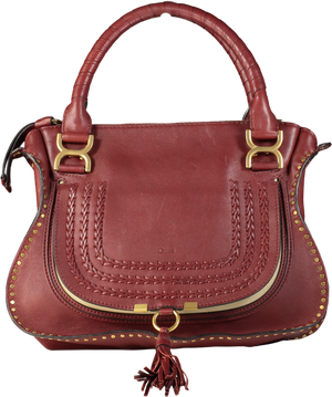 Chloé Burgundy Marcie Leather Satchel Bag with crossbody strap