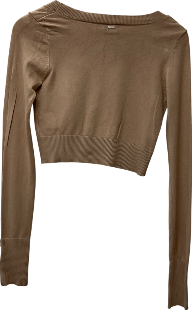 lounge Beige Cropped Long Sleeve Top UK S