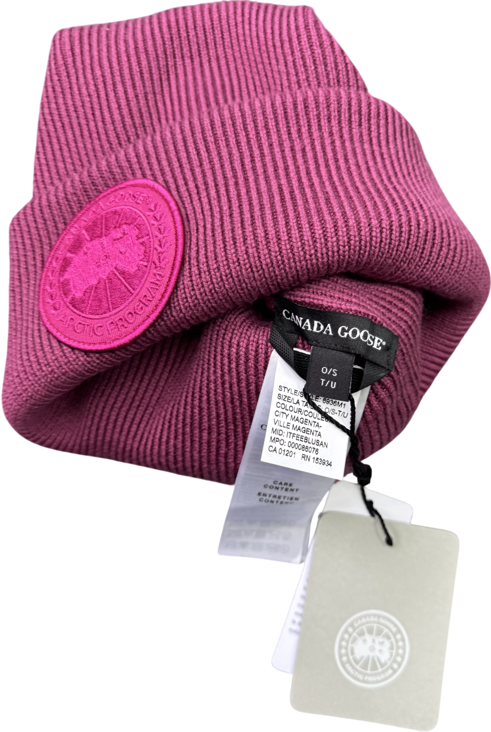 CANADA GOOSE Pink Arctic Toque Garment Dye Beanie City Magenta
