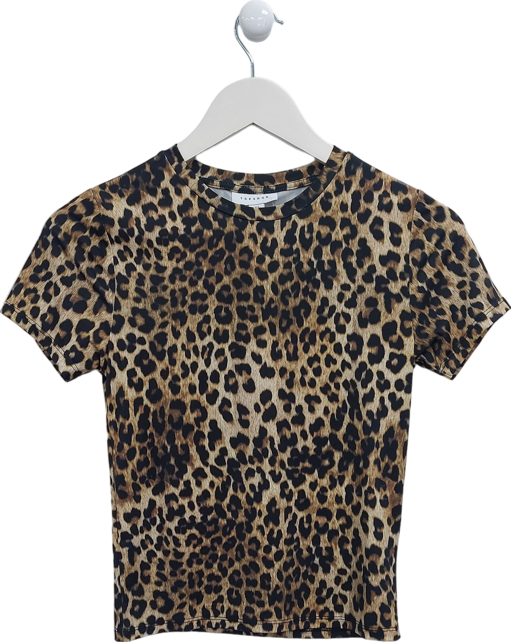 Topshop Brown Leopard Print Short Sleeve Top UK S