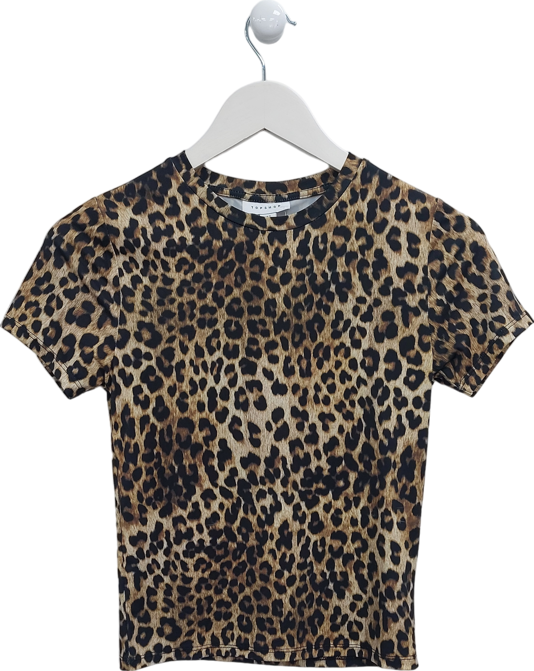 Topshop Brown Leopard Print Short Sleeve Top UK S