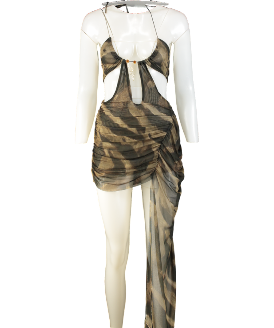 Jaded London Green Mottled Mesh Serpent Mini Dress UK 6