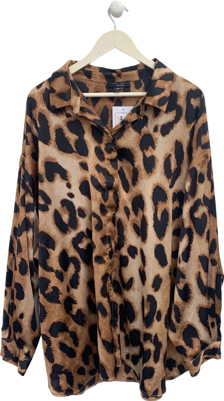New Look Brown Leopard Print Shirt UK 26
