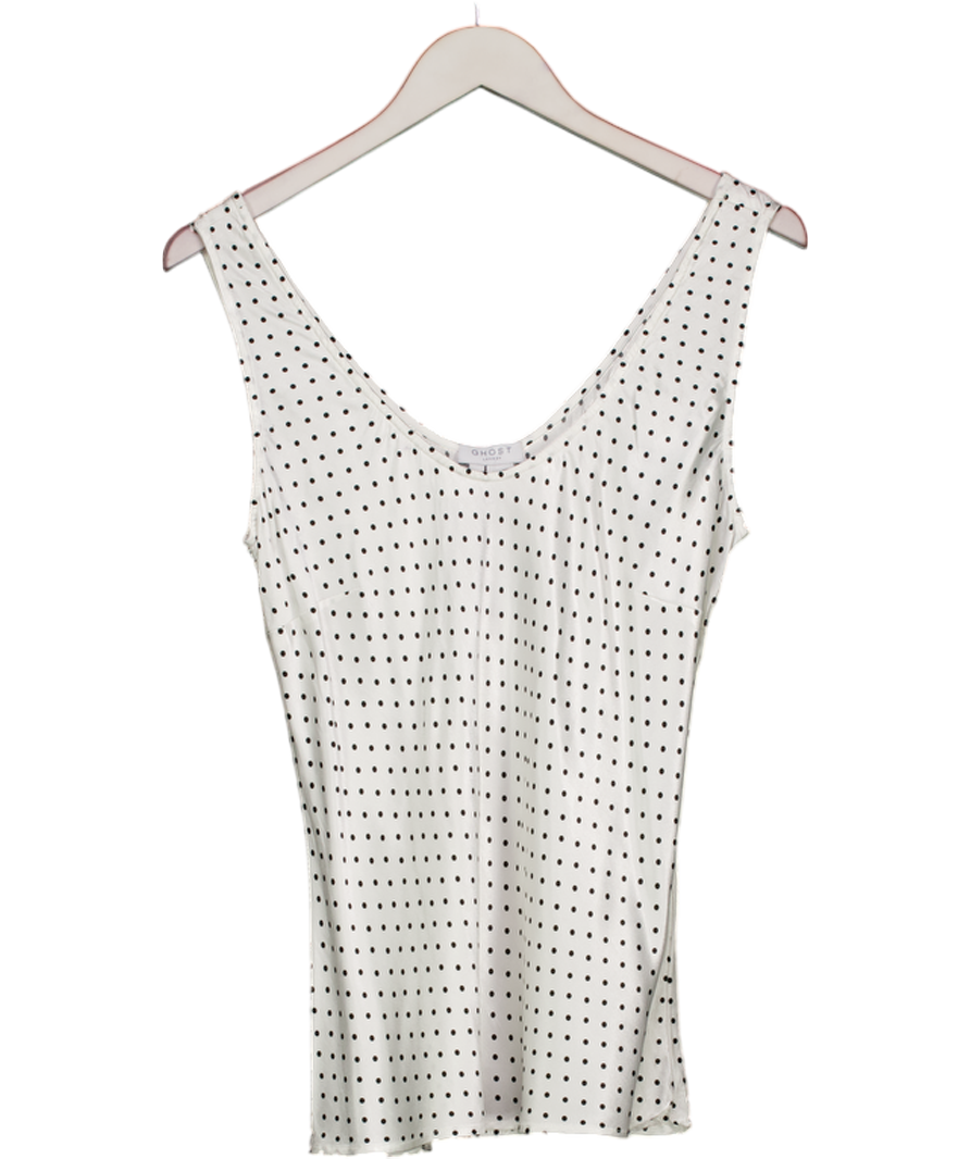 ghost White Margot Satin Polka-dot Vest Top UK S