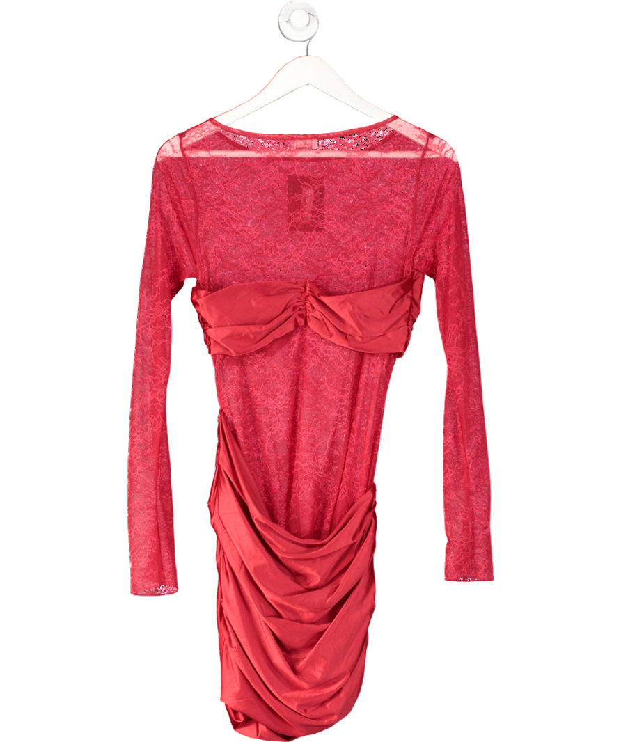 Oh Polly Red Eliette Draped Mini Dress UK 12