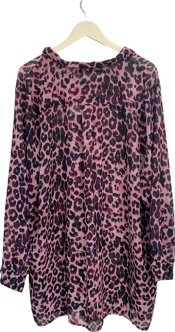 Yours Pink Leopard Print Blouse UK 30