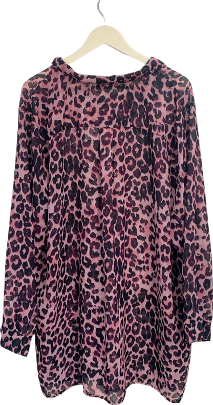 Yours Pink Leopard Print Blouse UK 30