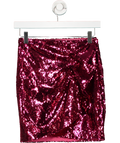 Pinko Sequin Pink ruffle front mini Skirt UK S